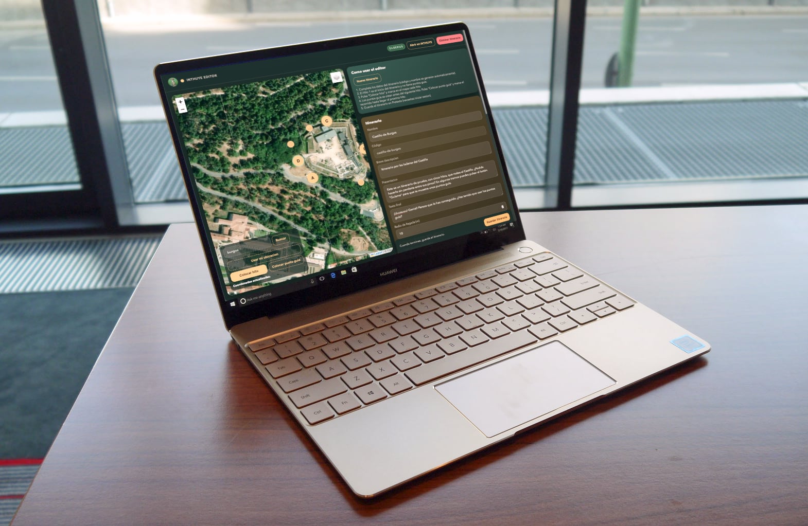 Vista del editor de itinerarios